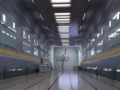 space stations passages sci fi scenarios corridors labs 3D model