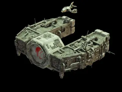 Space Freighter with Fighter Escort 3D model