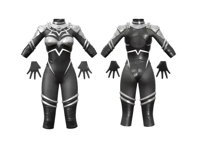 Female Black Sci-Fi Futuristic Full Body Armour Suit Low-poly 3D model
