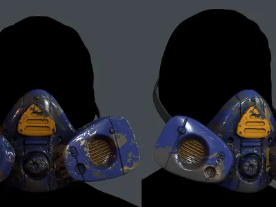 Gas mask helmet 3d model scifi Low-poly Low-poly 3D model Low-poly 3D model