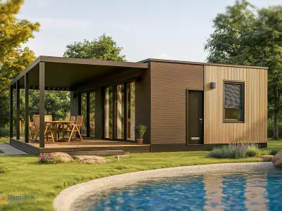 Modular House 3D Model  plan with dimensions Low-poly 3D model