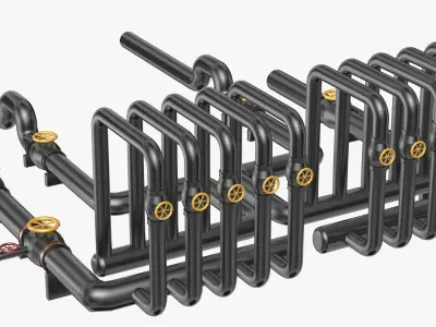 Black Industrial Pipes Model 3D model