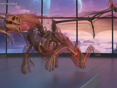  Petrified Skeleton Dragon in Transparent Shell 