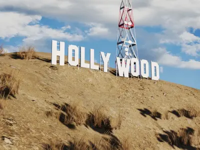 Los Angeles City Hollywood Sign Capitol Records USA California 3D model