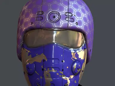 Gas mask helmet 3d model scifi Low-poly Low-poly 3D model 13