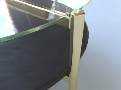 Coffee Table gold marble wood - Mid-Century Art Display Round  3D model