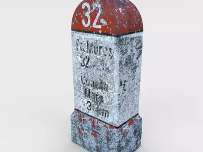 Low Poly Milestone monument Low-poly 3D model