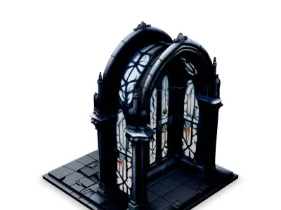 Gothic Arch Window Stained Glass Low-poly 3D model purchase