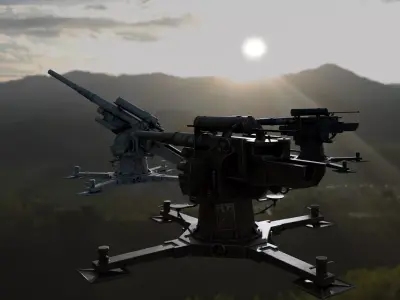 Flak german ww2 cannon pack 3D model