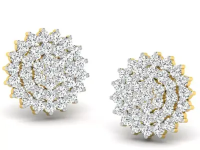 Gold Diamond Women Earring 3D print Model 3D print model 122