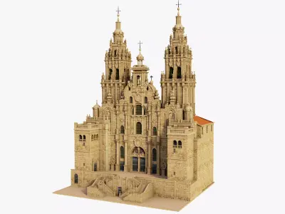 Facade of Obradoiro Santiago de Compostela Cathedral 3D model