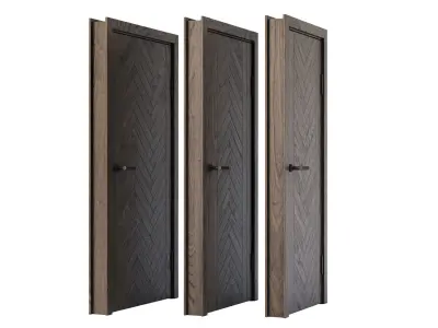 Wooden Door Set V11  3D model