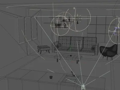 Room interior with kitchen 3D model