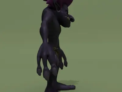 Cartoon Troll Purple 3D model