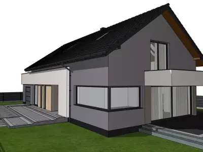 Modern House 3D Model with Wooden Facade Accents 3D model