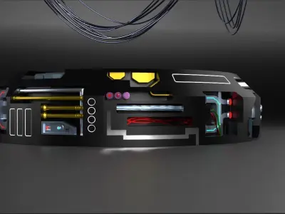 Round Sci-fi spaceship Panel 3D model