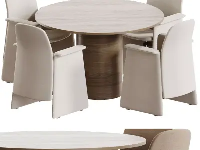 Downtown Chair and Tulip Dining Table 3D model