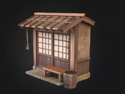 Mountain Tea House Slice Japanese Style Low-poly 3D model