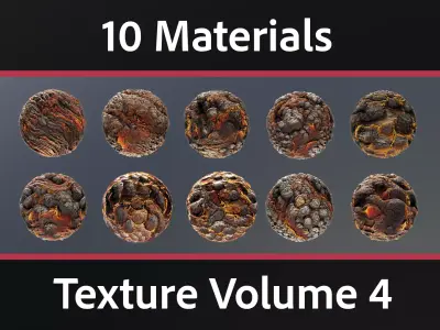 10 Materials Lava Seamless PBR Volume 4 Texture