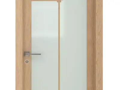 Door-025 interior door in oak with frosted glass 3D model