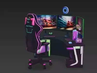 Next-Gen RGB Corner Gaming Setup 3D Model - LED Gam  Accessories 3D model