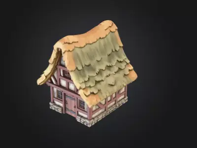 Rustic Medieval Cottage Low-poly 3D model