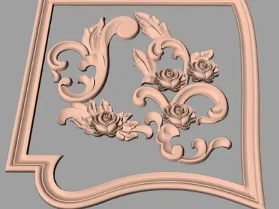 Furniture decorative flower 3D STL model for CNC carving E047 3D model