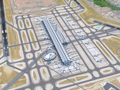 Madrid Airport 10km Low-poly 3D model