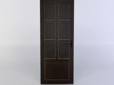 Door wooden with glass panels Low-poly 3D model purchase