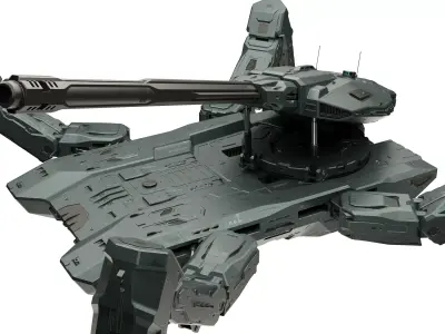 Flying Artillery Walker - Sci-Fi Combat Vehicle 3D model