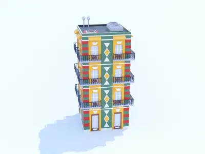 Italian Building number 11 Lowpoly Low-poly 3D model