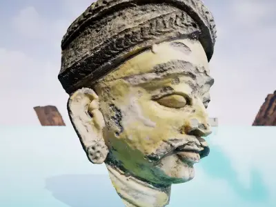 Indian Men Bust - Cement Sculpt - Wall Mural 3D model