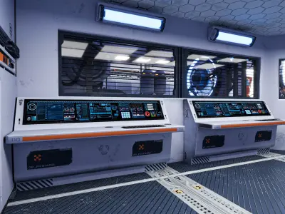 Modular sci-fi spaceship interior 3D model 3D model