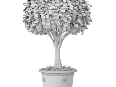 Decorative garden tree in a classic pot and flowerpot plant 3D model