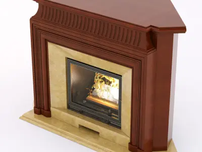  wood corner fireplace 3D model