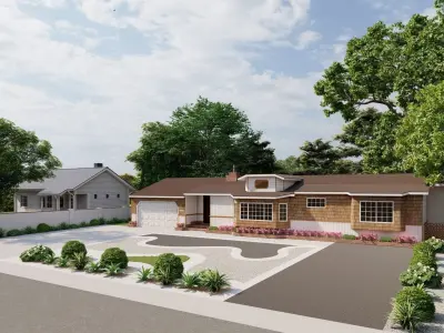 3D Exterior Scene 3D model design garden and landscape 3D model 3D model 3