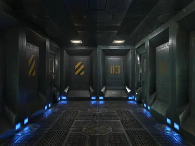 Low Poly Modular SciFi Room With PBR Materials Low-poly 3D model