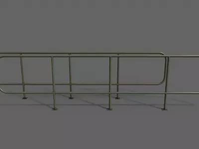 PBR Pedestrian Guard Rail Green V5 Low-poly 3D model