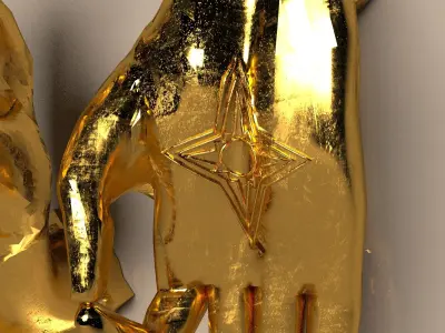 set of door handles palms 3D model