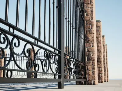 Modular Iron Fence Low-poly 3D model