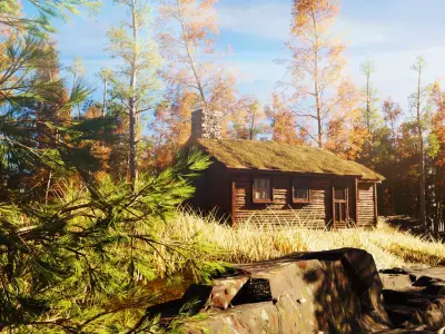 cabin a the woods blender scene Low-poly 3D model