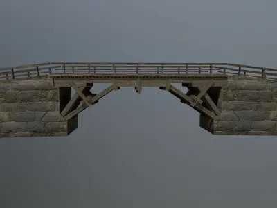 Medieval Bridge Low-poly 3D model