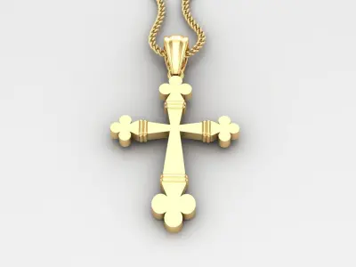 Light Gold 18K Cross Pendant 2CP071 3D print model