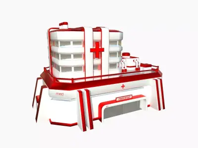 SciFi Hospital A05 Red - Sci Fi Exterior Design Low-poly 3D model