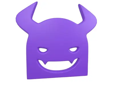 Angry Face with Horns Symbol V1 002 Low-poly 3D model