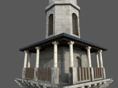 minaret Al Selsela  Chain Gate Minaret Low-poly 3D model