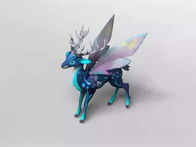 Mystical Neon Fairy Deer 3D Model 3D model