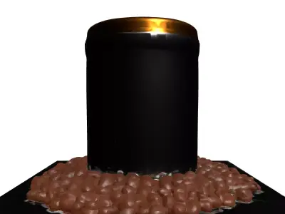 Metal Coffee Canister and Beans Low-poly 3D model