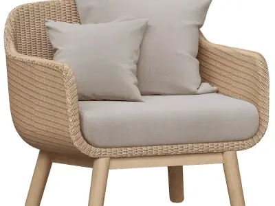 Modern Rattan Lounge Armchair 3D Model  Low-poly 3D model