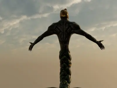 Warframe Monster Persona low poly and high poly Low-poly 3D model